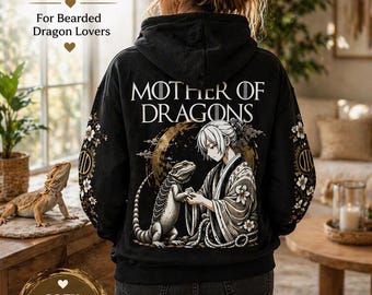 Mother of Dragons Hoodie, Bearded Dragon Lover Gift, Anime Lizard Sweatshirt, Unisex Comfort