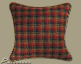 Red plaid pillow cover Scottish Christmas Tartan tweed cushion case Winter throw pillow cover Abraham Moon Tremblant Red, Old gold, black