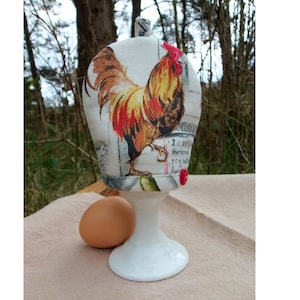 Huevo acogedor Accesorio de cocina de granja Calentador de huevos de Pascua con botón Decoración de mesa de Pascua Decoración de gallo Huevo de algodón acogedor Regalo de inauguración de la casa