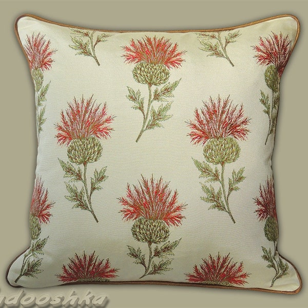 Thistle throw pillow cover Red thistle cushion case Scottish décor Floral pillow cover Ecosse Red Voyage decoration décor Throw pillow cover