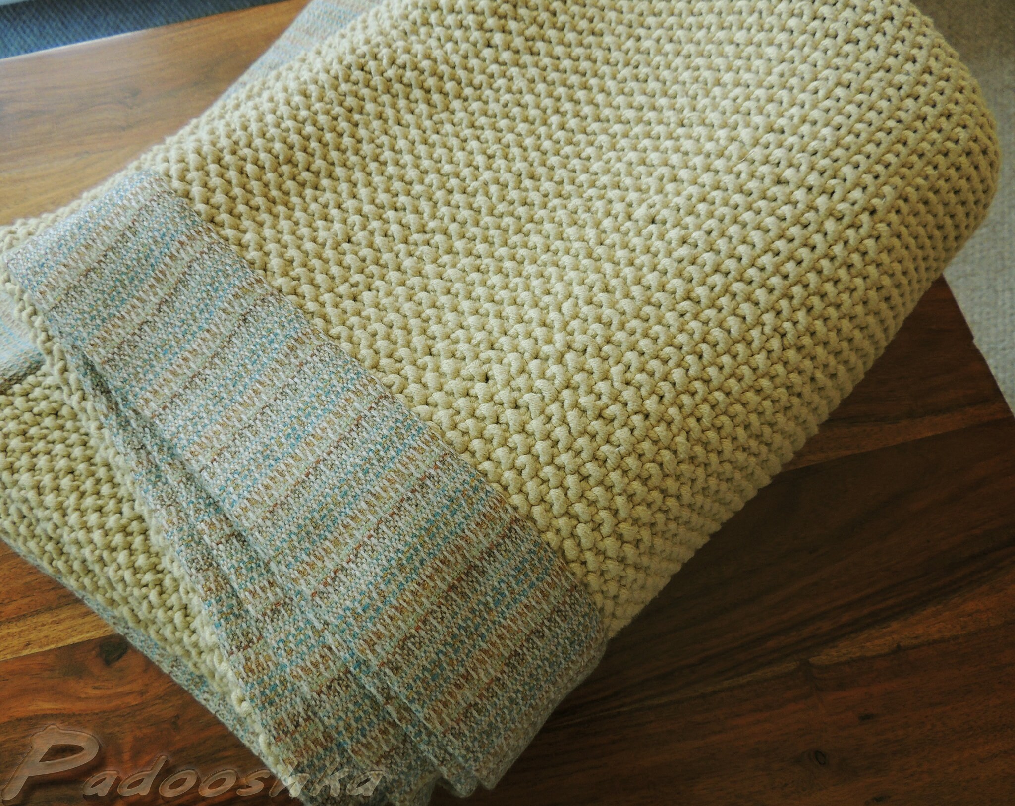 Chunky yellow knit throw blanket Rustic cotton Hand knitted Etsy
