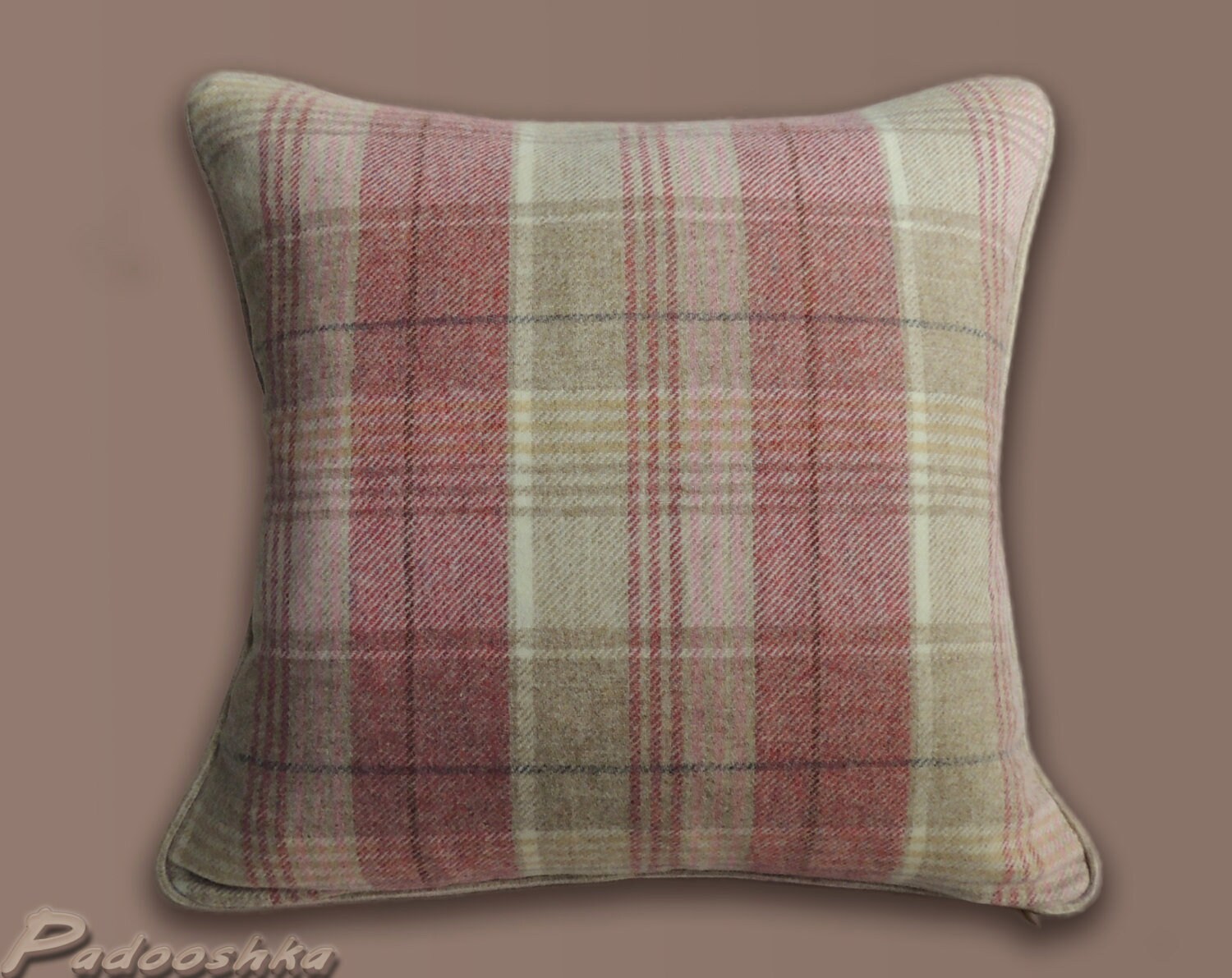 Pink Plaid Throw Pillow Cover Scottish Tartan Wool Cushion Case Abraham ...