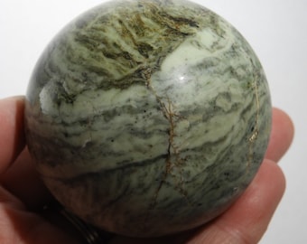 Jade-Serpentine mix Sphere, 60mm diameter hand made