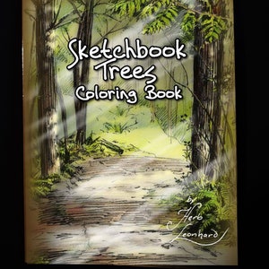 Sketchbook Trees COLORING  BOOK, Illustrated, Gifts for her, a personal book of drawings