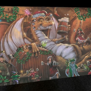 DRAGON CHRISTMAS CARD Wassail Dragon, Set von 6 Karten mit Umschlägen, grafischem Interieur, Fantasy-Karten