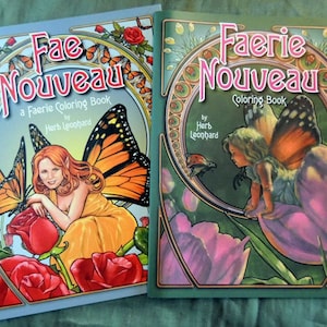 Four Fairy coloring books by Herb LeonhardFairy and Fantasy coloring books in the Art Nouveau style, Set of four image 5