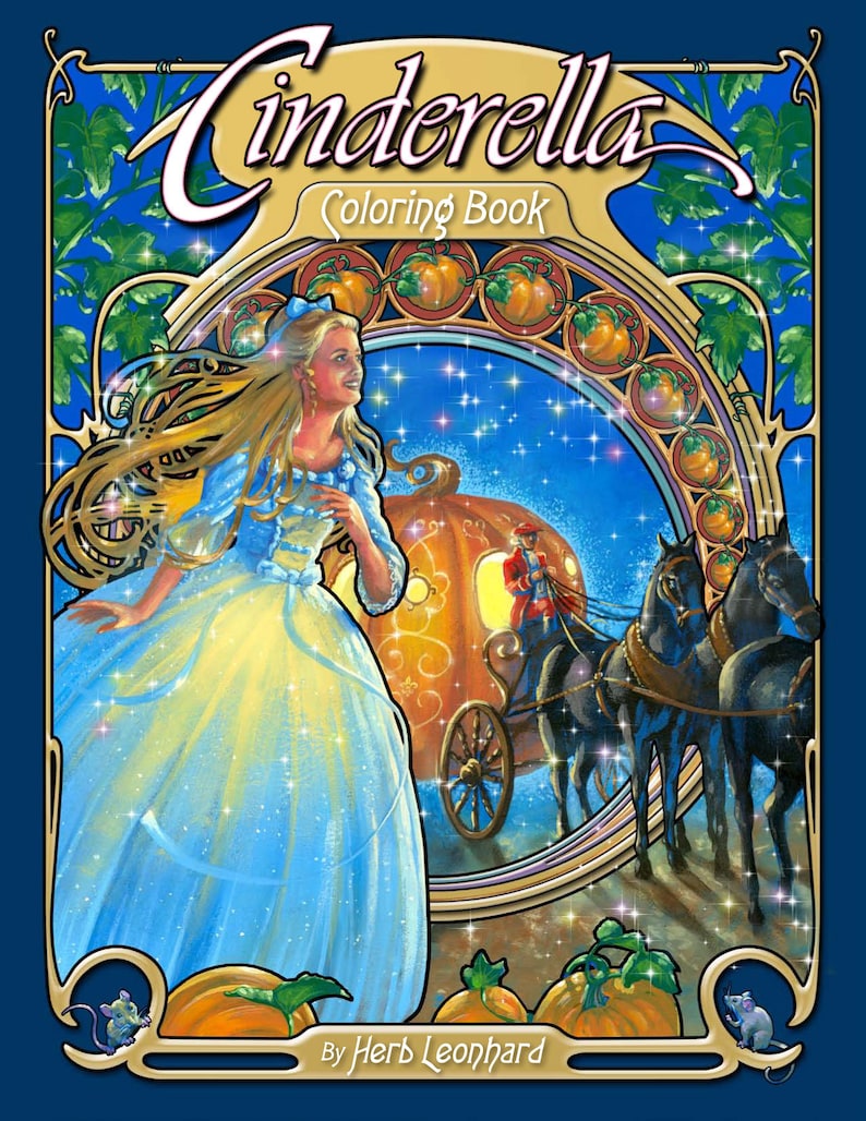 Cinderella Coloring Book Pdf Edition Herb Leonhard Adult - Etsy