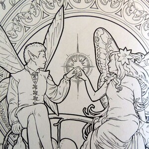 Four Fairy coloring books by Herb LeonhardFairy and Fantasy coloring books in the Art Nouveau style, Set of four image 2