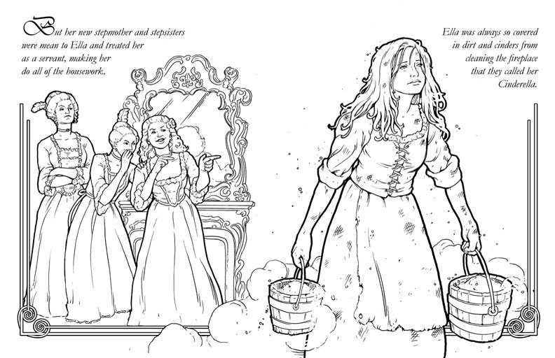 cinderella stepsisters coloring pages