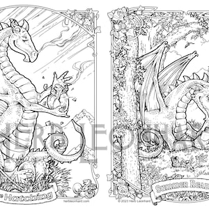 Dragon Hatching / Summer Reading Coloring page, Herb Leonhard-2 Adult Coloring Pages, Digital Coloring pages, PDF Download image 1