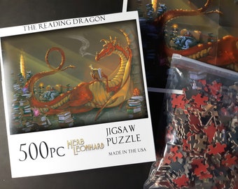 PUZZLE The Reading Dragon, 500 piece Puzzle, Gifts for Her