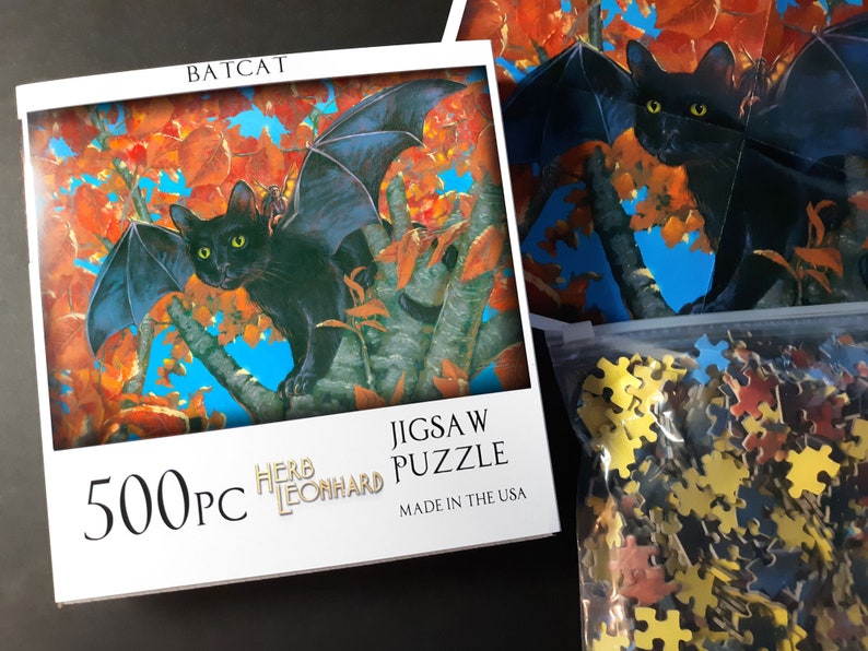 PUZZLE Batcat, 500 piece Puzzle, Gifts for Her image 1
