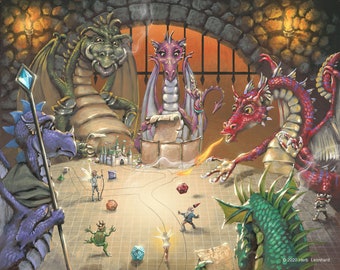 DRAGONS and DUNGEONS and DRAGONS, art print, Gifts for Her