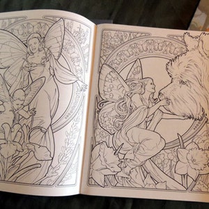 Four Fairy coloring books by Herb LeonhardFairy and Fantasy coloring books in the Art Nouveau style, Set of four image 3