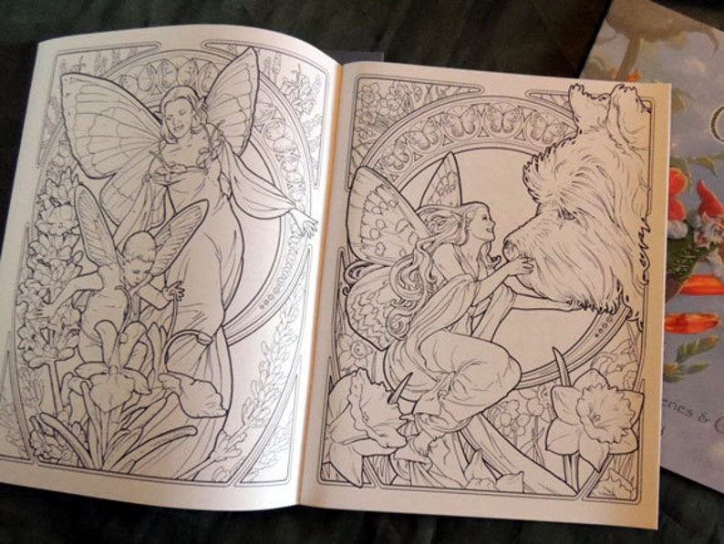 Four Fairy coloring books by Herb LeonhardFairy and Fantasy coloring books in the Art Nouveau style, Set of four image 3