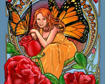 Fae Nouveau coloring book, FAERIE Coloring Book for Adults and Children, The Art of Herb Leonhard