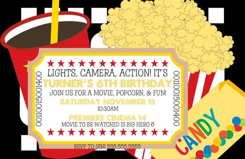 Movie Theater Birthday Invitation Etsy