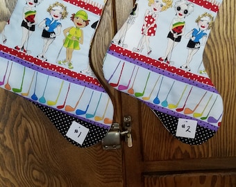 Christmas Stocking with Golfing Ladies Print