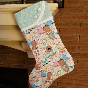 Christmas Stocking with Babies Print