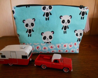 Small Zippered Bag with Panda Bears Print