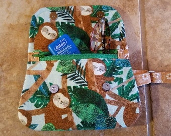 Foldover Wristlet Purse with Sloth Print