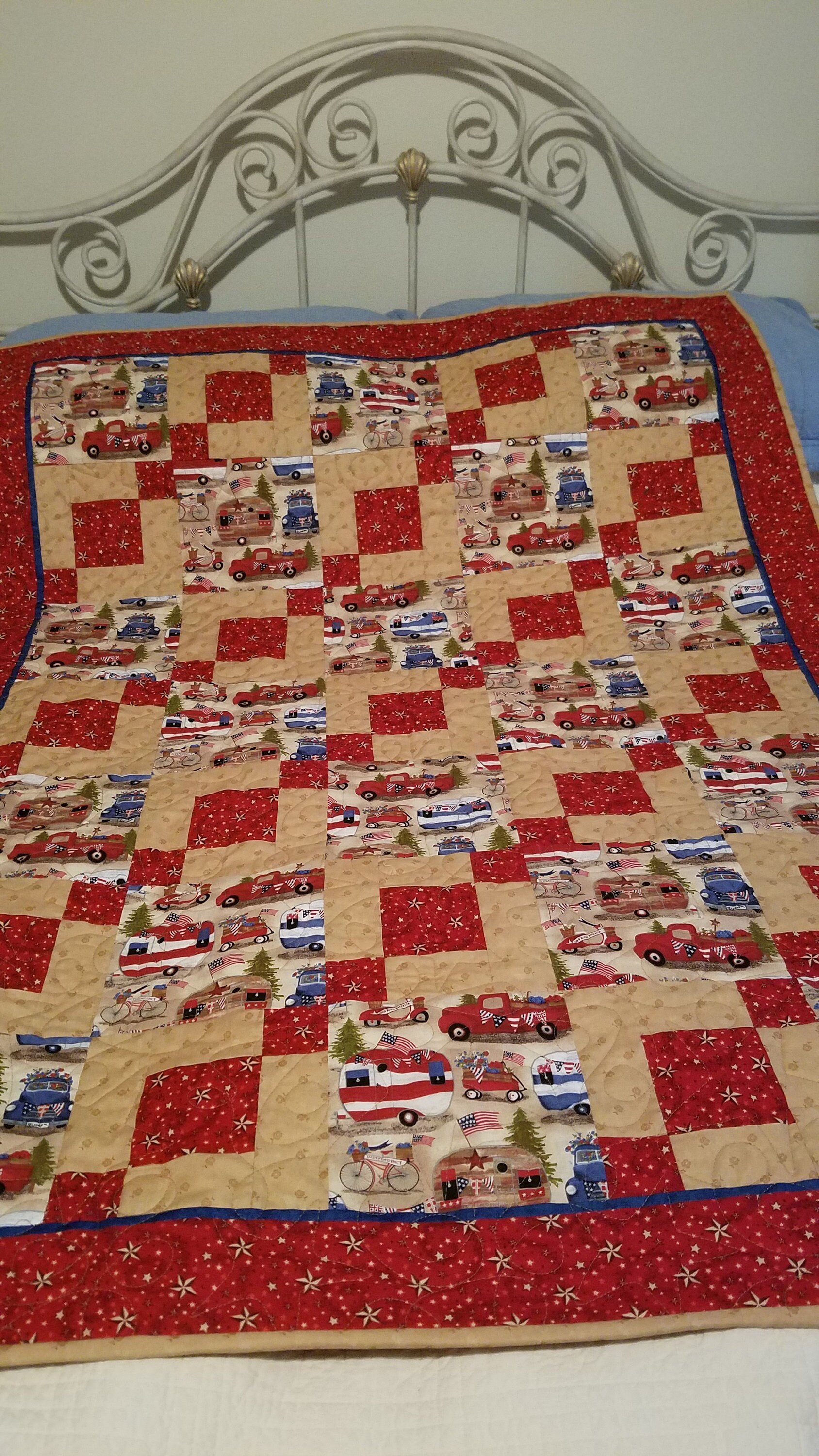 Lap Size Quilt with Patriotic Vintage Trailer/Truck Themed Etsy