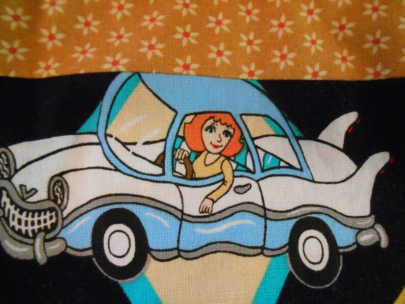 Download Lined Drawstring Bag with Retro 50's Diner Print Pouches ...