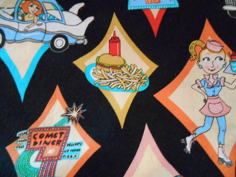 Download Lined Drawstring Bag with Retro 50's Diner Print Pouches ...