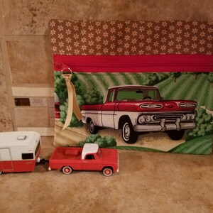 Small Zippered Bag with Chevrolet Truck  Print