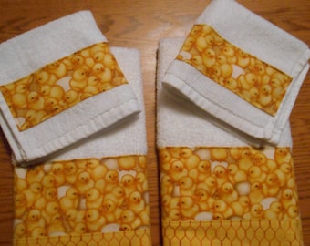 Sale Item:  Matching Terry Cloth Hand Towels & Washcloths with Chicks Print