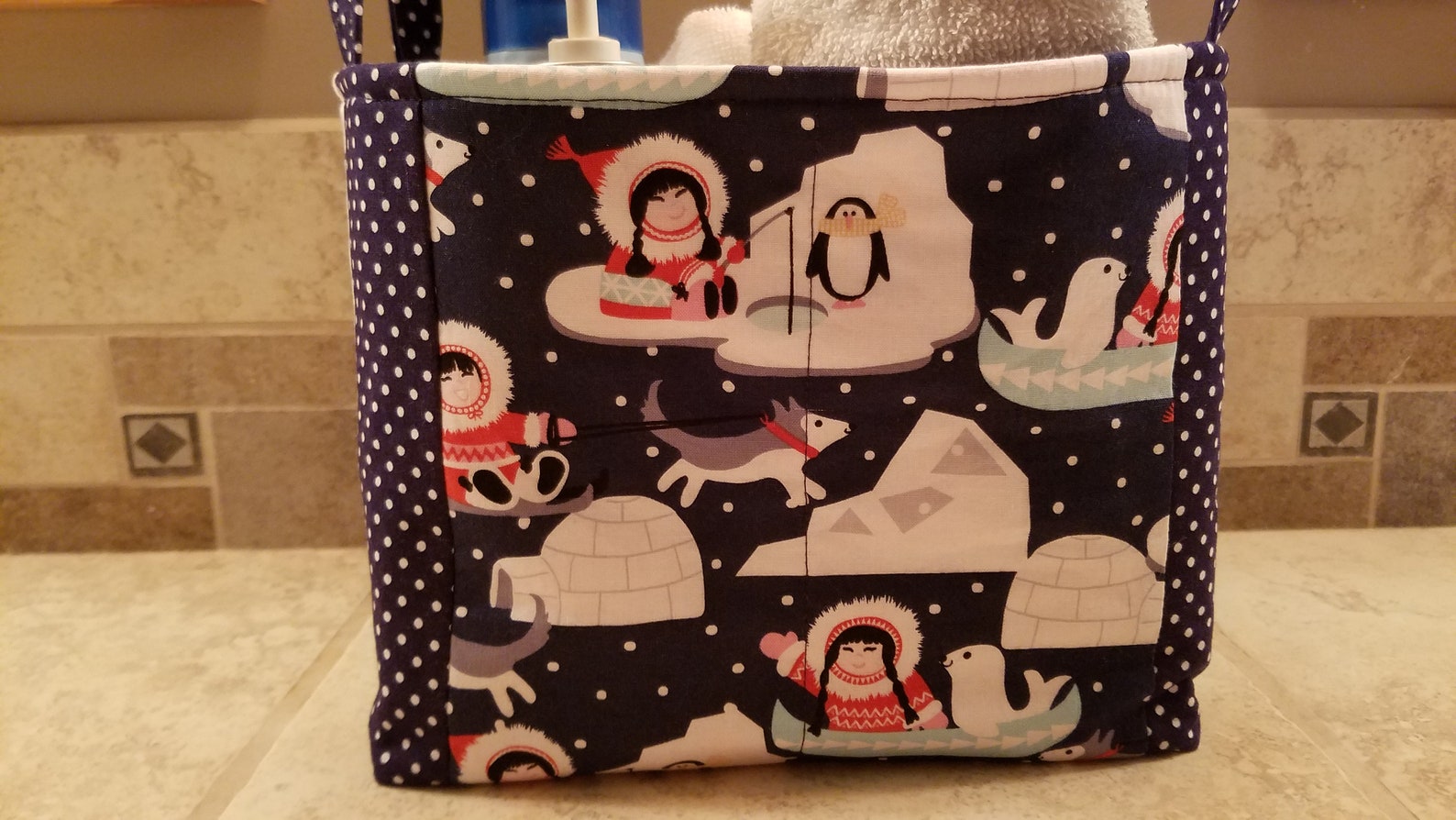 Papelera de almacenamiento de tela acolchada / cesta con | Etsy