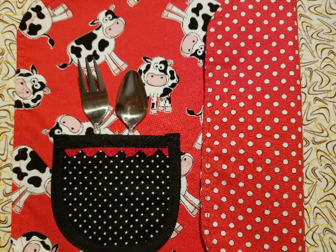 Child Placemat With Cow Print Etsy