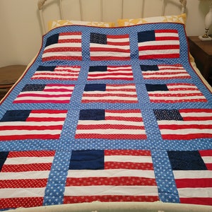 Edredón de tamaño de regazo con estampado de estrellas y rayas de Estados Unidos