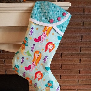 Christmas Stocking with Mermaid Print