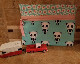 Small Zippered Bag with Panda Print