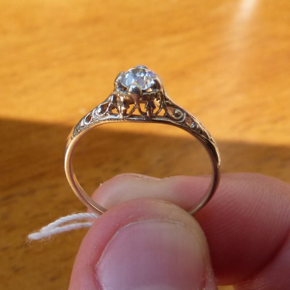 Blue Diamond Three Stone Engagement Ring 1.24 Carat Vintage Style 14K Black  Gold Certified HandMade