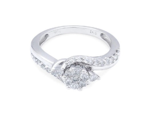 Estate Vintage 10 kt White Gold Cluster Diamond and Pave Setting Designed Ring  Perfect To propose with and/or to promise with US Size 5