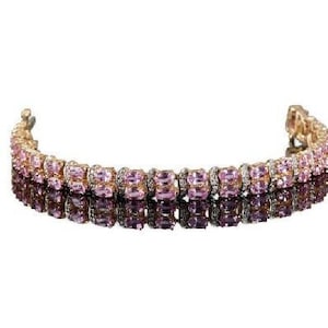 Natural Pink Sapphire and Diamond 14 kt Yellow and White Gold Tennis Bracelet Featuring 15+ Carats of Natural Pink Sapphire&#39;s 6+ Inches Long