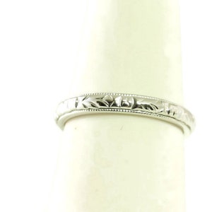 Antique Art Deco Styled 14kt White Gold Wedding Band