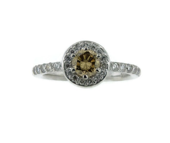 Estate Halo Engagement Ring Fancy Yellow Center D… - image 5