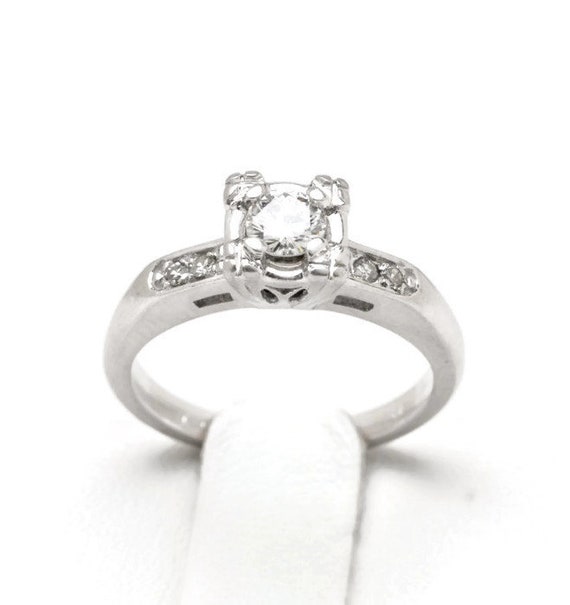 Estate Vintage Thin Engagement Ring Floating Diam… - image 6