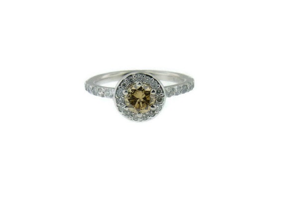 Estate Halo Engagement Ring Fancy Yellow Center D… - image 3