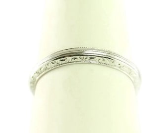 Art Deco Antique Platinum Double Line Styled Wedding Band/Ring