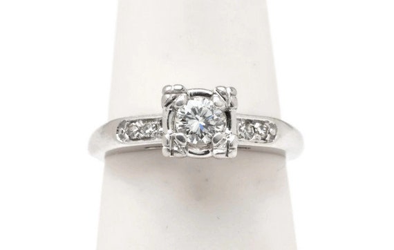 Estate Vintage Thin Engagement Ring Floating Diam… - image 5