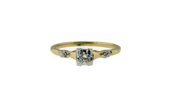 Estate Diamond Engagement Ring .10 Carat Center D… - image 4