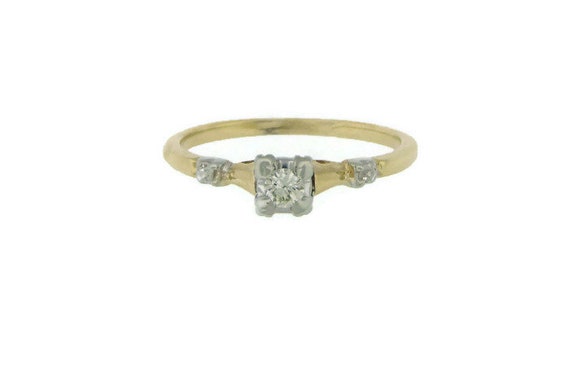 Estate Diamond Engagement Ring .10 Carat Center D… - image 5