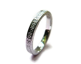 Bold 14 kt White Gold Floral Art Deco Wedding Band