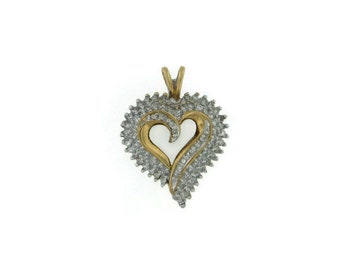 Estate Diamond hart hanger 14 kt geel goud met 80 + ronde diamanten totaal ongeveer.85 CTW van prachtige diamanten 24,5 mm