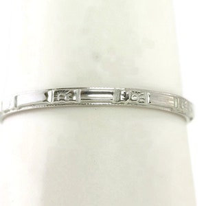 Super Buy - 14kt White Gold Antique Art Deco Floral and Bar Styled Wedding Band