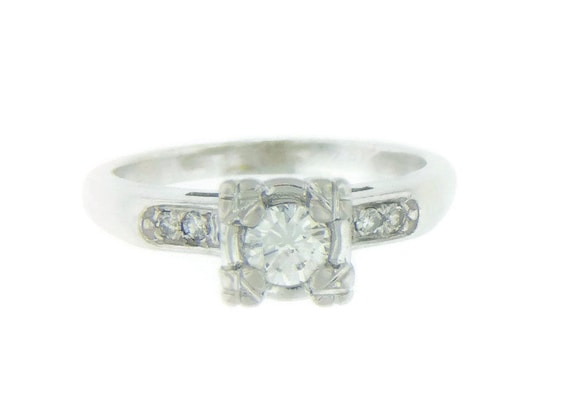 Estate Vintage Thin Engagement Ring Floating Diam… - image 1